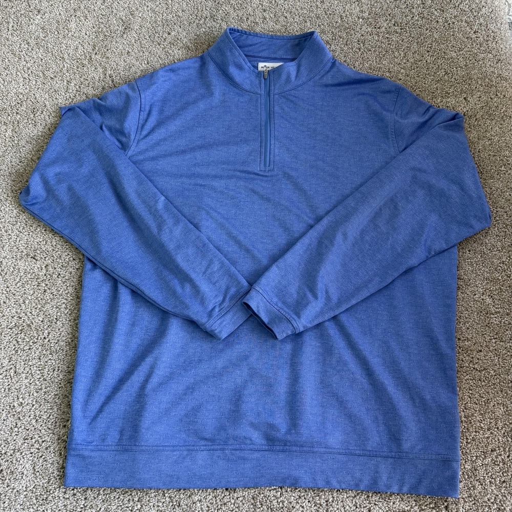 Peter Millar Pullover Mens 2XL Blue 1/4 Zip Mock Neck Long Sleeve Golf Top